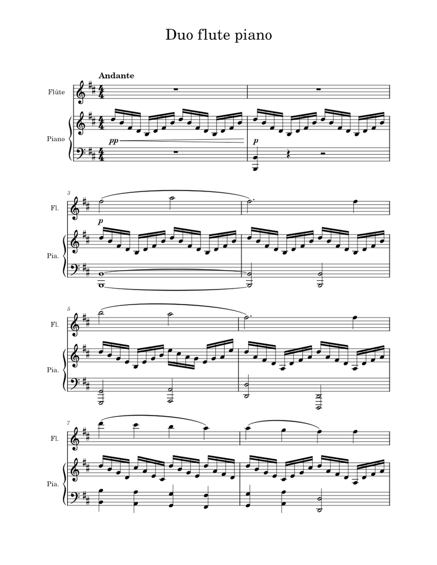 Duo for flute and piano Sheet Music for Piano, Flute (Solo) | MuseScore.com