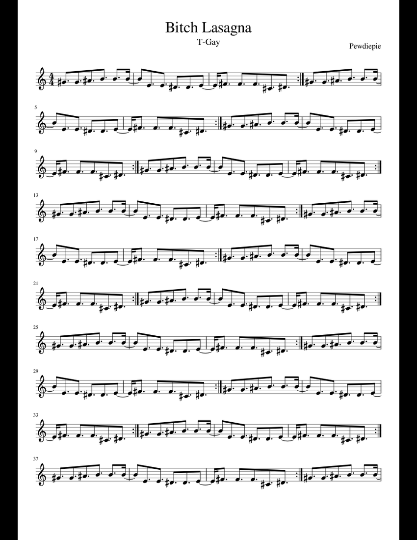 Bitch Lasagna Sheet Music For Trumpet In B-flat (Solo) | Musescore.com