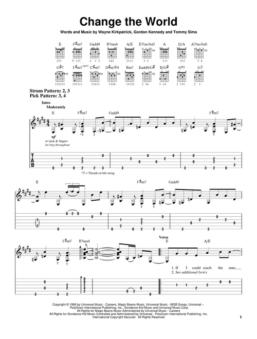 Change The World - Eric Clapton (Easy Guitar with TAB)
