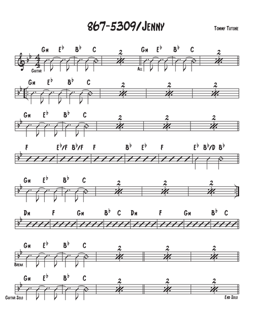 867-5309/jenny (Arr. David M. Fagnant) - Tommy Tutone (Piano-Vocal-Guitar)