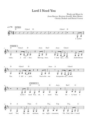 Lord I Need You - Jesse Reeves Sheet Music with Chords for Piano (Piano ...