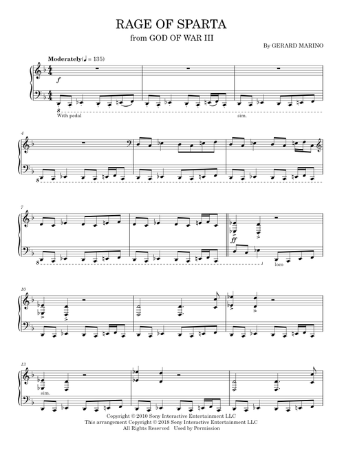 Rage Of Sparta - Gerard K Marino (Piano Solo)