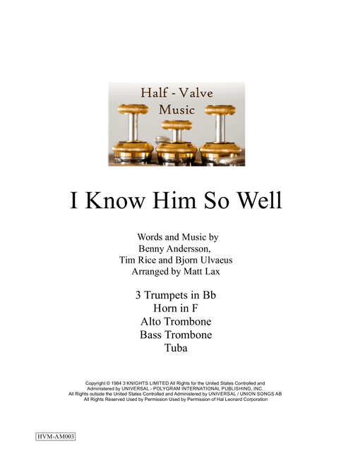 I Know Him So Well (Arr. Matt Lax) - Tim Rice, Bjorn Ulvaeus, Benny Andersson (Large Ensemble)