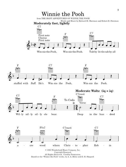 Winnie The Pooh (from The Many Adventures Of Winnie The Pooh) - Sherman Brothers, Robert B Sherman, Richard M Sherman (Ukulele)