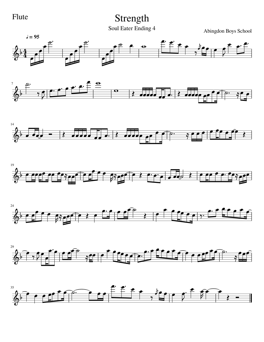 Strength Soul Eater Sheet Music For Flute Solo Musescore Com
