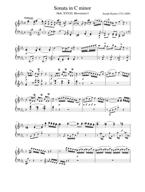 Sonata in C minor HOB XVI,20 Movement I - Franz Joseph Haydn (Piano Solo)