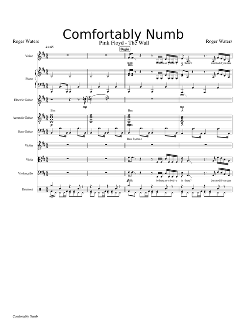 Pink Floyd The Wall Comfortably Numb (with drums)