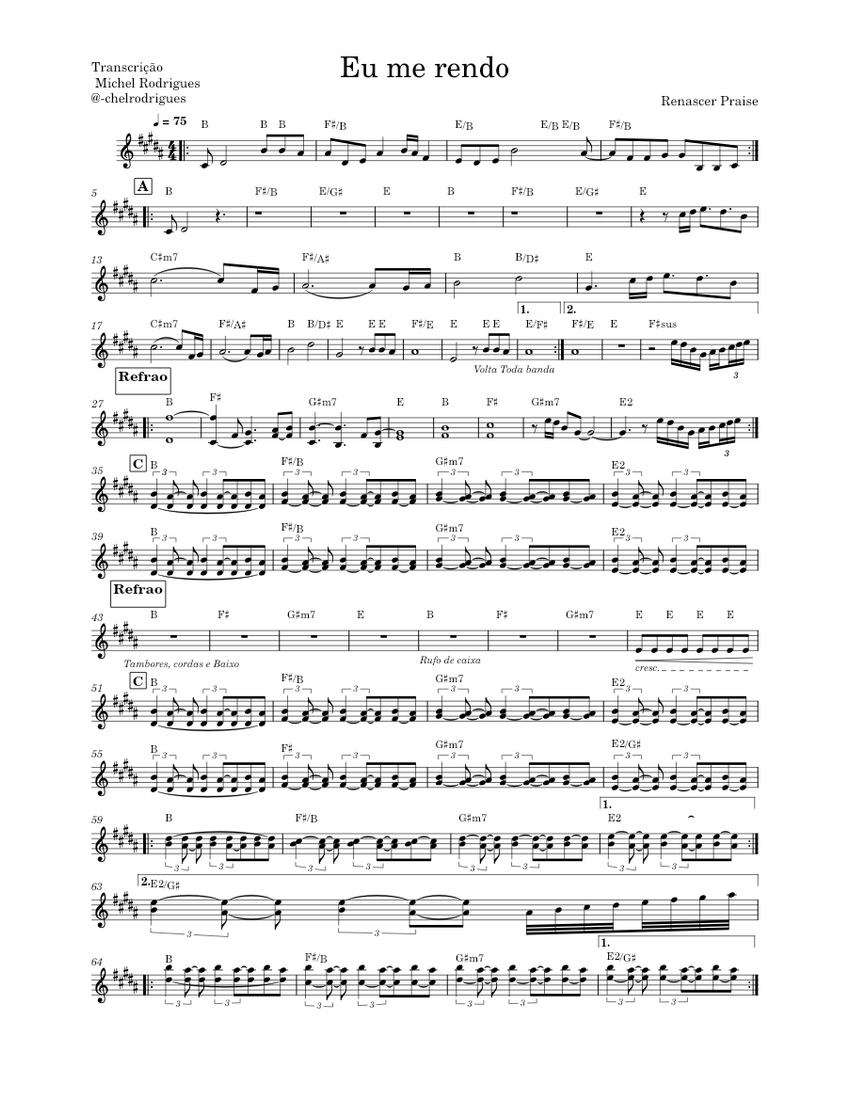 Eu me rendo Renascer Praise Sheet music for Piano (Solo)