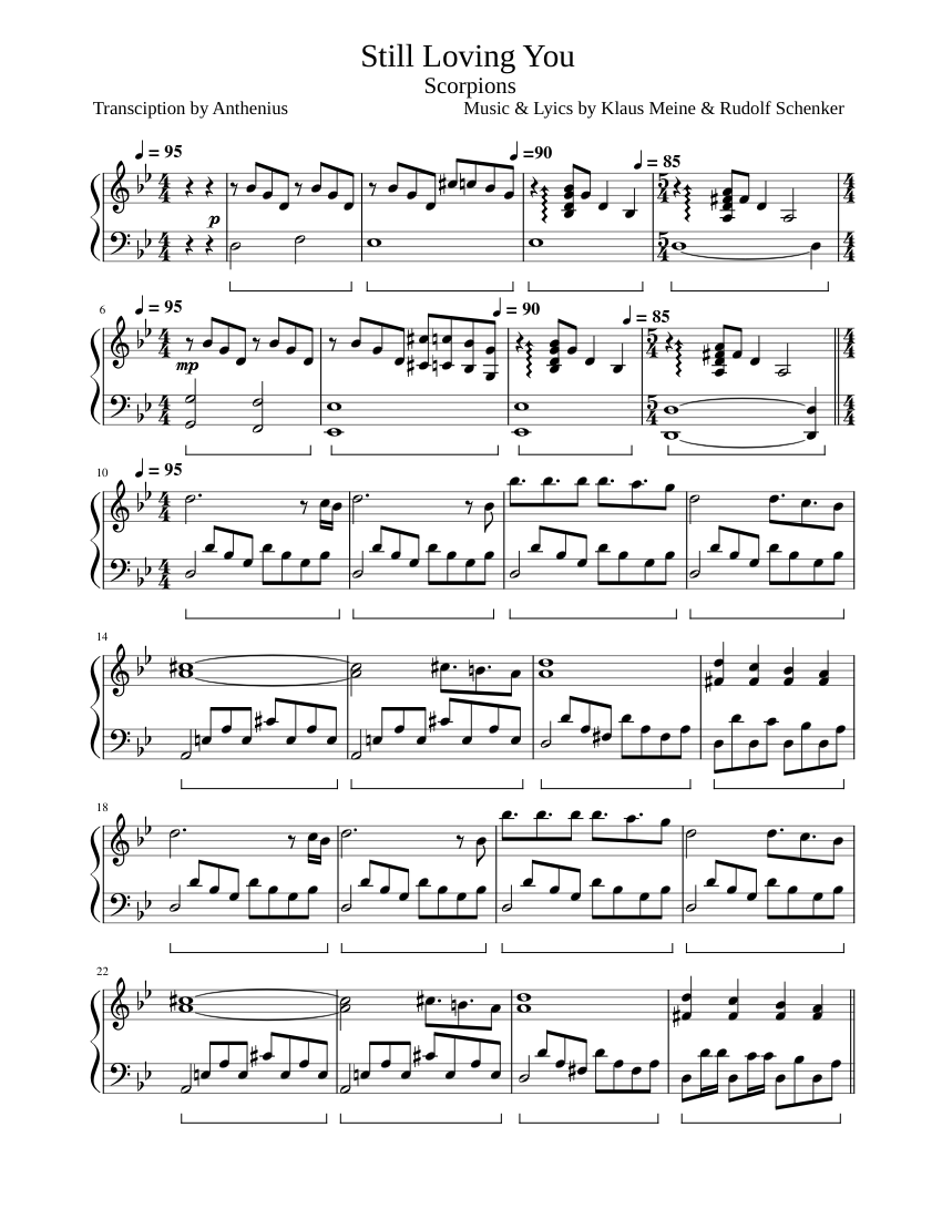 Still loving you – Scorpions Sheet Music for Piano (Solo