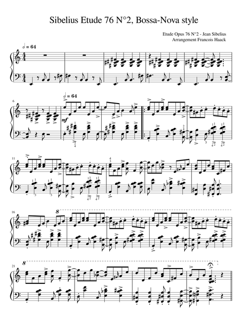 Bossa Variation on Etude op. 76 no2 – Jean Sibelius