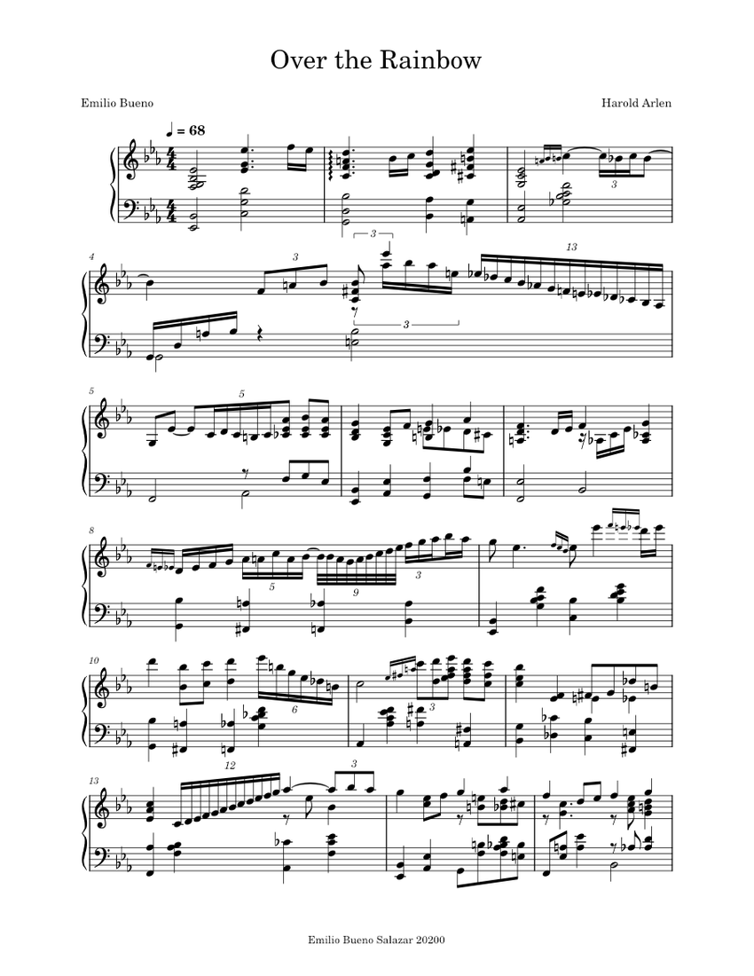 Over the Rainbow – Harold Arlen Sheet Music for Piano (Solo