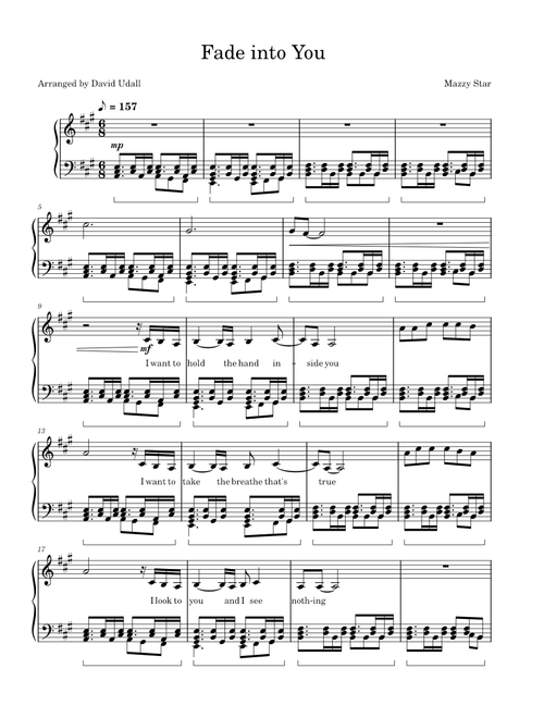 Fade Into You – Mazzy Star sheet music arranged by DavidJU