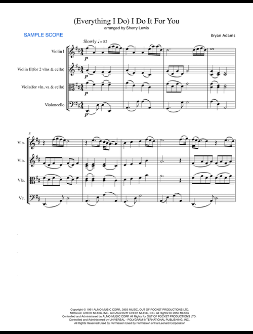 (Everything I Do) I Do It For You (Arr. Sherry Lewis) - Bryan Adams (Small Ensemble)