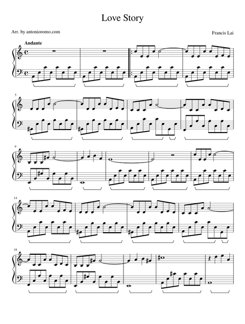 Love Story (Francis Lai) Easy/Beginner