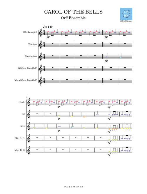 Carol of the Bells – Mykola Leontovych - Orff & Boomwhackers