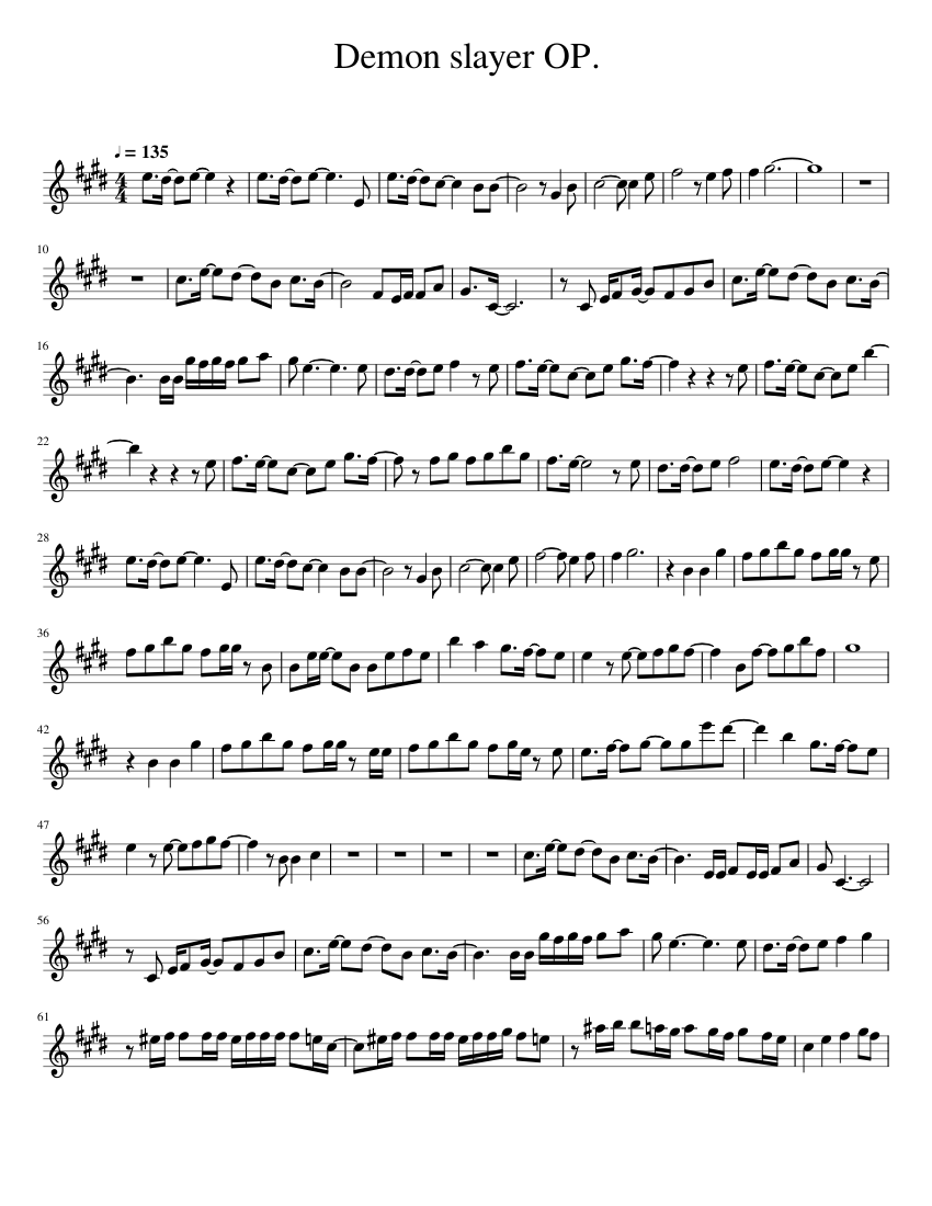 Demon_slayer_OP. Sheet Music for Saxophone alto (Solo