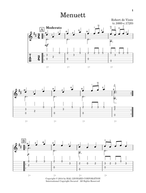 Menuett (Ed. John Hill) - Robert de Visee (Solo Guitar)