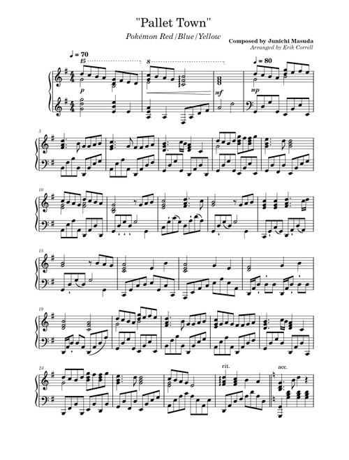 "Pallet Town" - Pokemon Red/Blue/Yellow (Piano)