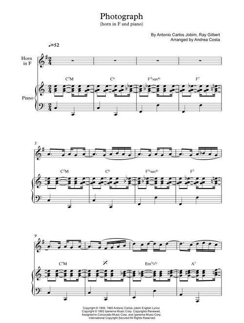 Photograph (Arr. Andrea Costa) - Astrud Gilberto (Small Ensemble)