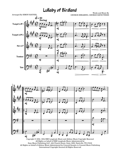 Lullaby Of Birdland (Arr. Simon Haynes) - Ella Fitzgerald (Brass Ensemble)
