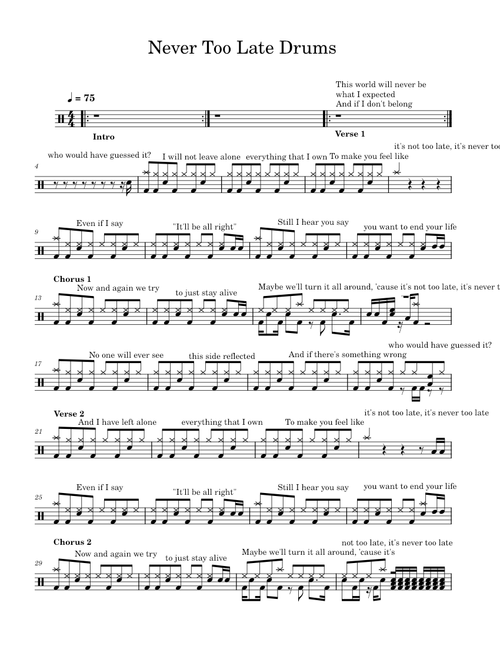 Never too late – Three Days Grace Drums