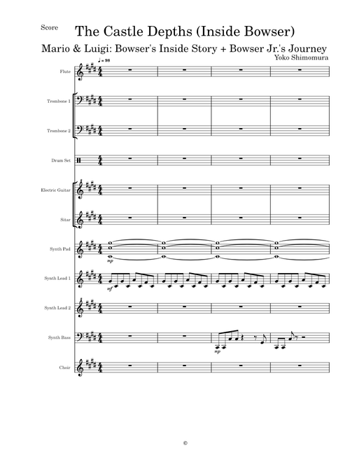The Castle Depths (Inside Bowser) (Mario & Luigi: Bowser's Inside Story + Bowser Jr.'s Journey) - Transcribed Score