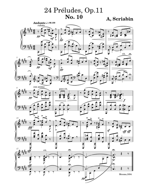 Scriabin – Op. 11 No. 10 cis-moll