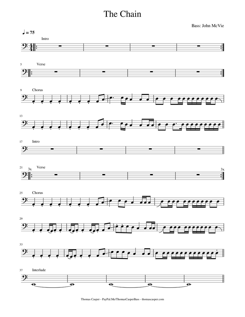 The Chain Bass Transcription Sheet music for Piano (Solo)