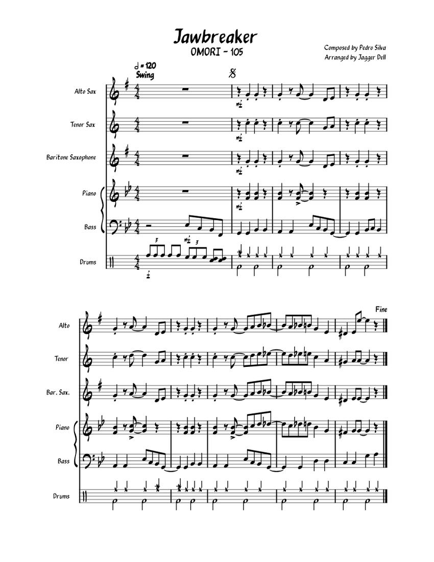 Jawbreaker – Pedro Silva - OMORI #105 Sheet Music for Piano