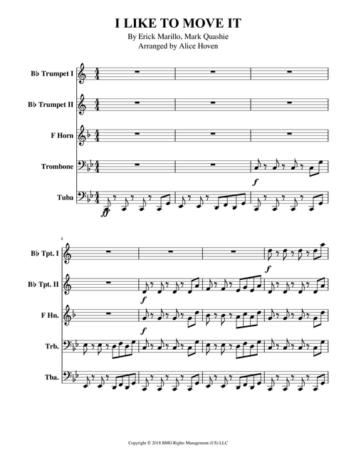 I Like To Move It (Arr. Alice Hoven) - Mark Quashie, Erick Marillo (Brass Ensemble)