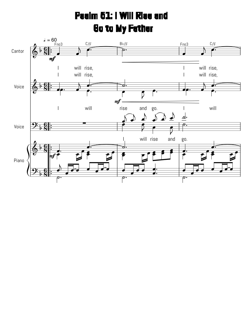 Psalm 51 I Will Rise and Go To My Father, Matthew Still Sheet Music ...