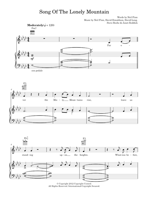 Song of the lonely mountain - Neil Finn (Piano-Vocal-Guitar (Piano Accompaniment))