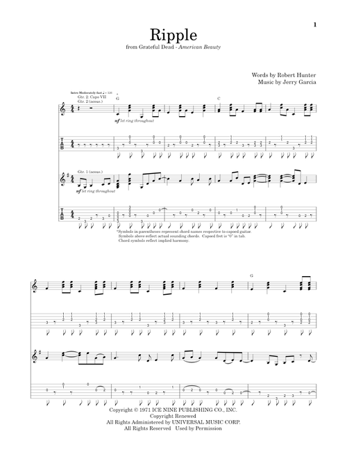 Ripple - Grateful Dead (Guitar Tab)