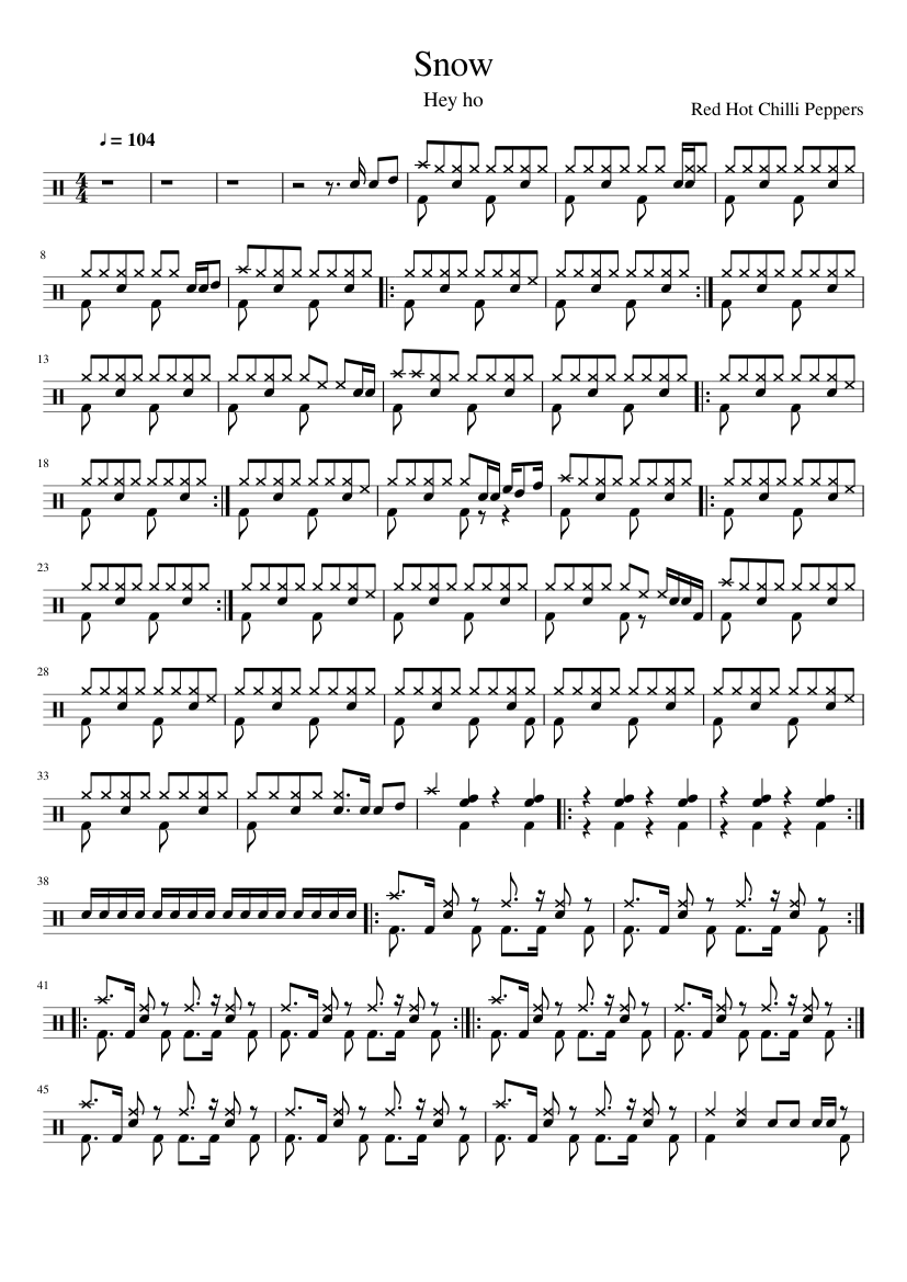 Snow (Hey ho)-Red Hot Chilli Peppers Sheet music Drum group (Solo) | Musescore.com