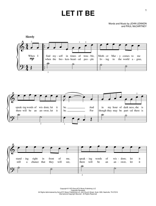 Let It Be - The Beatles, Kris Allen (Very Easy Piano)