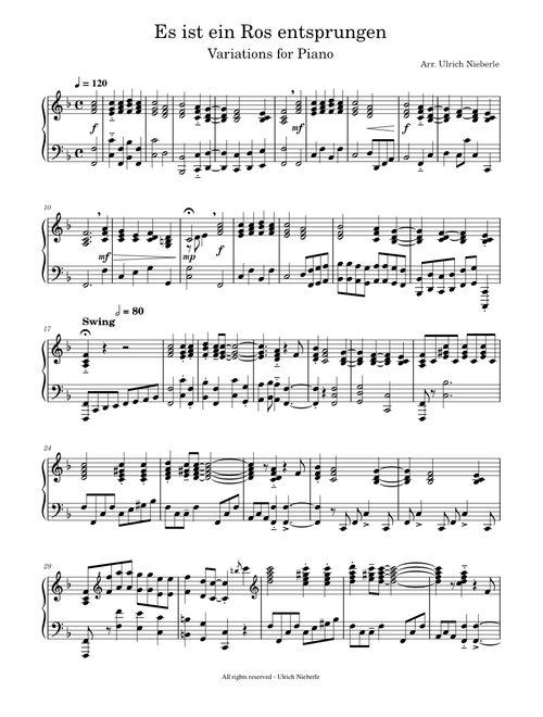 Es ist ein Ros entsprungen - Piano Variations