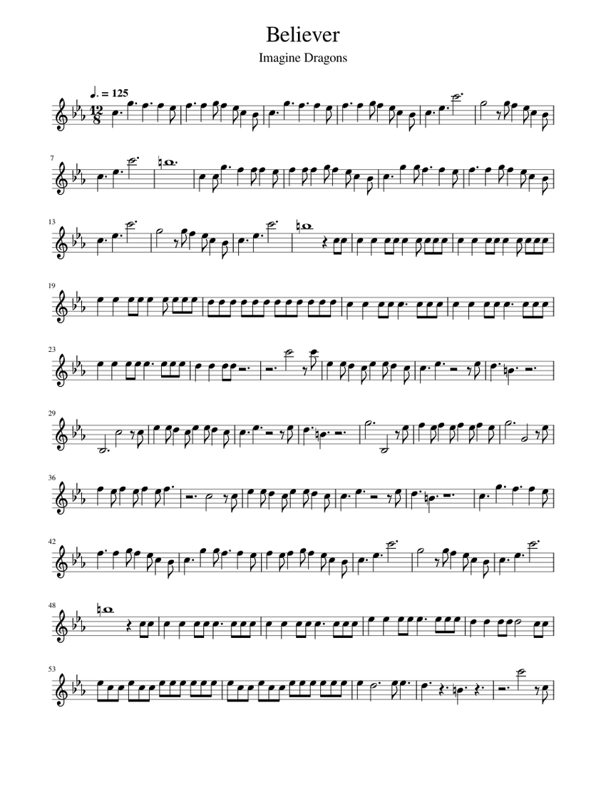 Believer – Imagine Dragons Sheet music for Clarinet in b-flat (Solo ...
