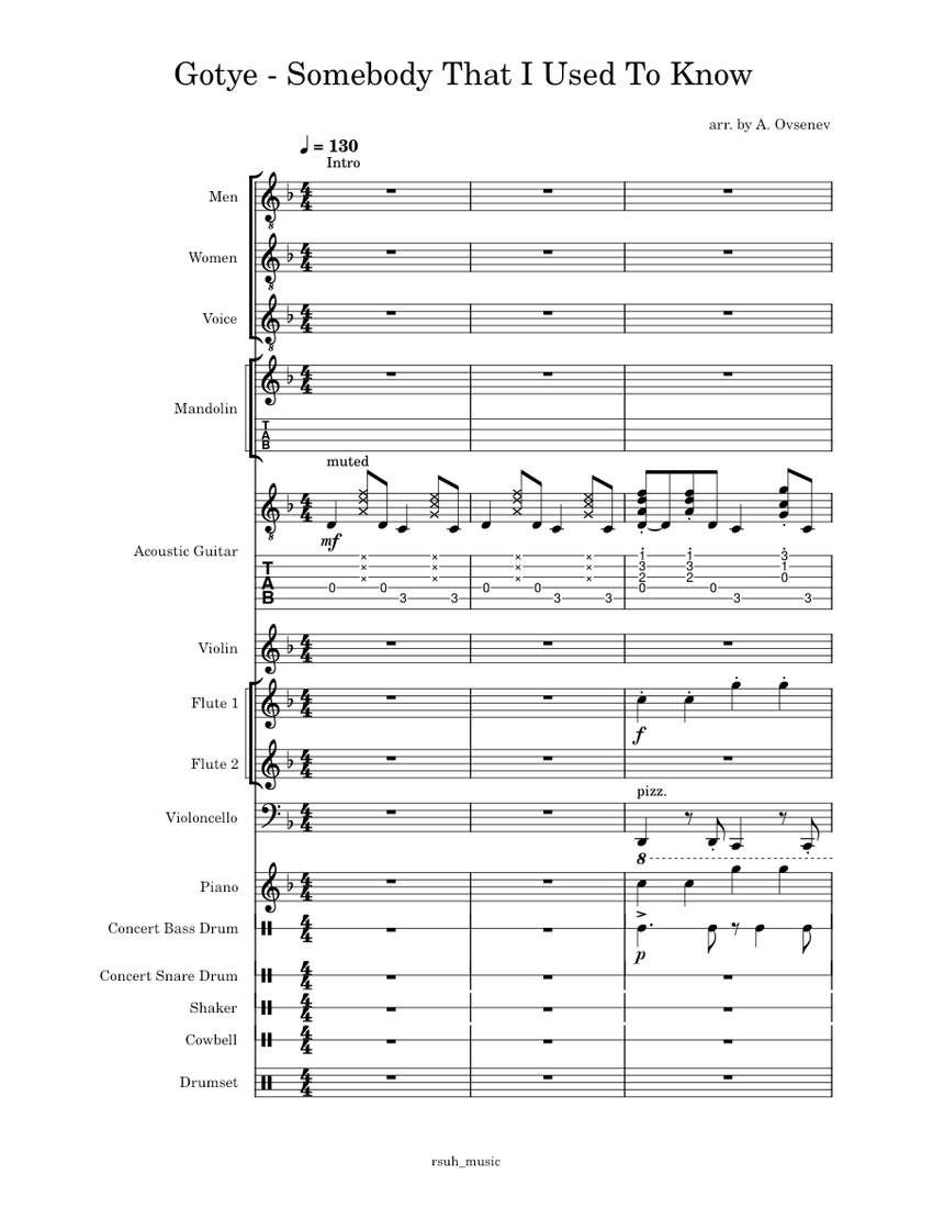 Somebody that i used to know Gotye Sheet music for Piano, Vocals