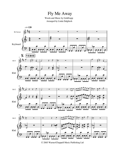 Fly Me Away (Arr. Linda Dalgliesh) - Goldfrapp (Clarinet and Piano)