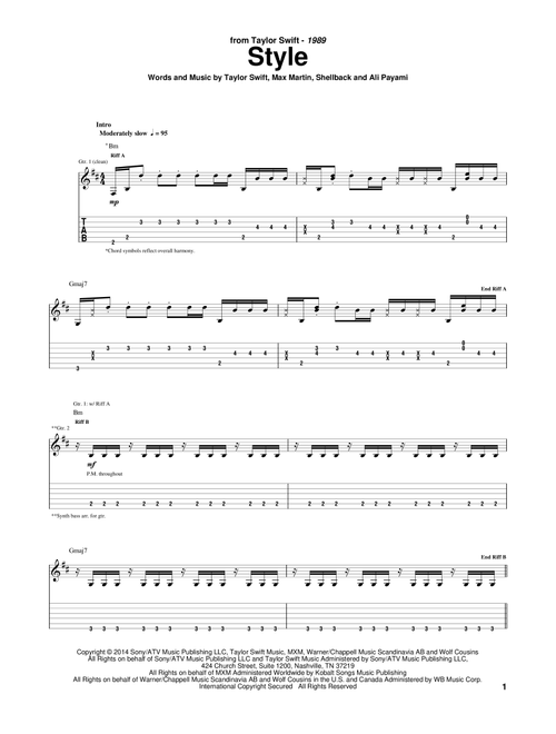 Style - Taylor Swift (Guitar Tab)