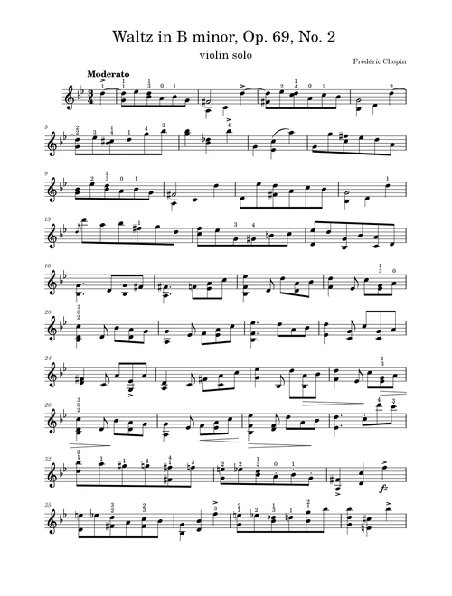 Waltz in B minor, Op. 69, No2 violin solo