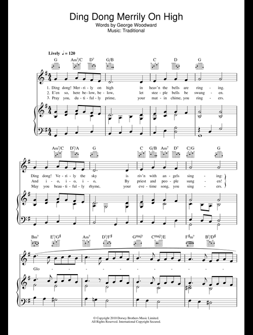 Ding Dong! Merrily On High - Traditional Carol, Traditional (Piano-Vocal-Guitar (Piano Accompaniment))