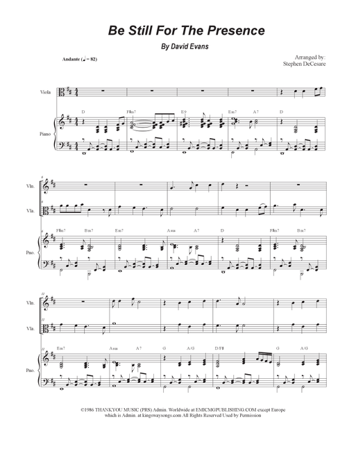 Be Still For The Presence (Arr. Stephen DeCesare) - David Evans (Instrumental Duet and Piano)