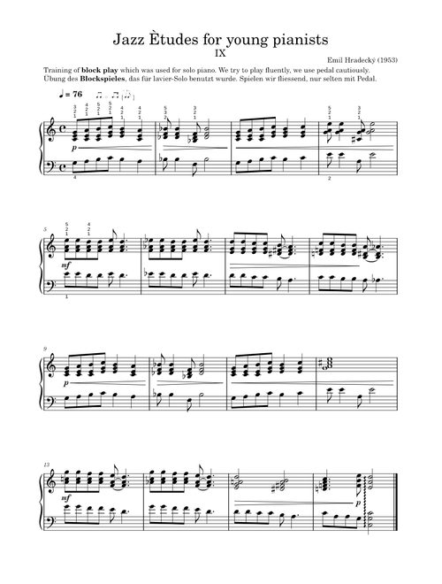 Jazz Ètudes for young pianists #9 – Emil Hradecký