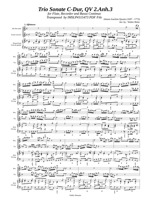 Quantz, J.J. _ Trio Sonate C-Dur, QV 2.Anh.3