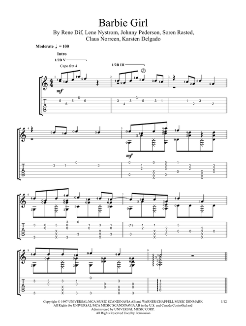 Barbie Girl (Arr. Antonius Agung Setiawan) - Aqua (Guitar Tab)