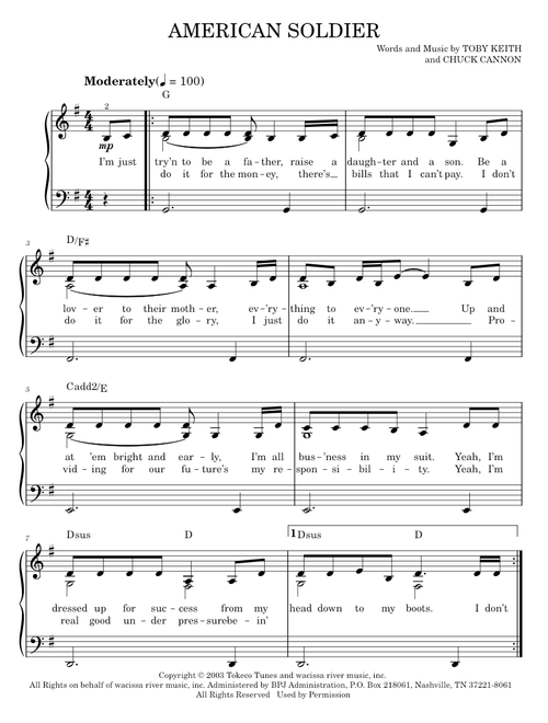 American soldier - Toby Keith (Easy Piano)