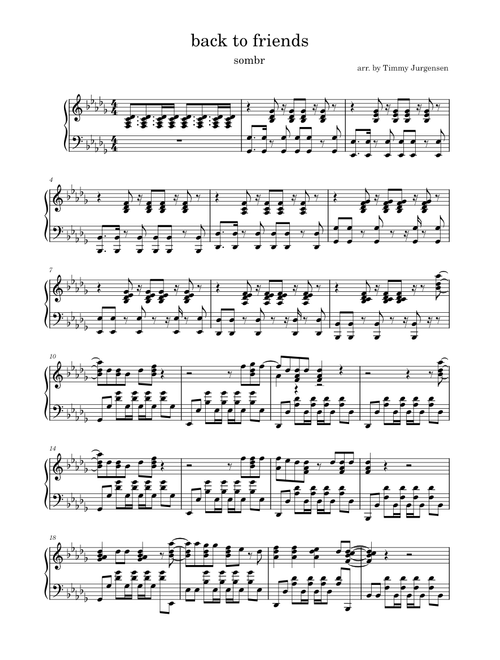back to friends – sombr sheet music arranged by t1mmy23 for Solo
