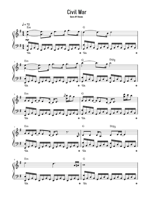 Civil War (Arr. Guns N' Roses) (Easy Piano)