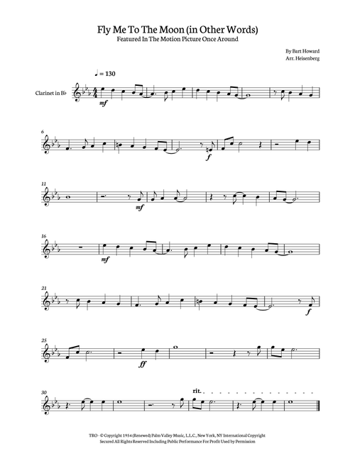 Fly Me To The Moon (in Other Words) (Arr. Heisenberg) - Tony Bennett (Clarinet Solo)